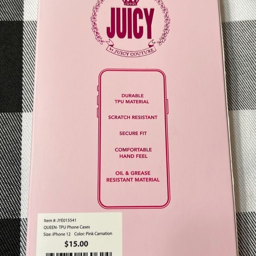 NWT Juicy Couture iPhone 12 Case Queen Carnation Pink & White Durable Comfy Feel - Picture 3 of 7